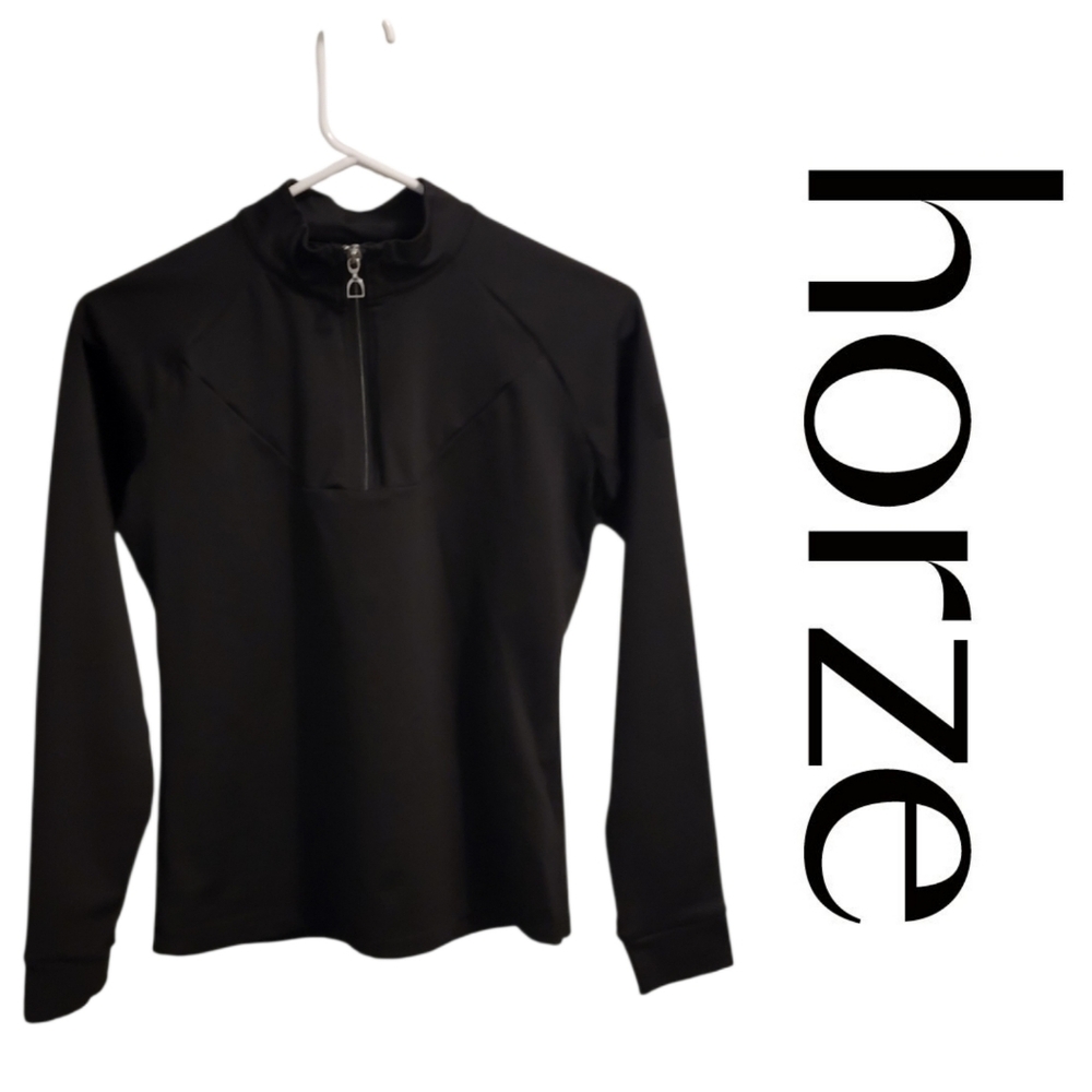 Horze Quarter Zip Mock Neck Popover Shirt in Black